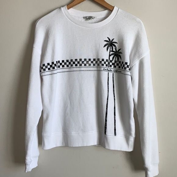 American Eagle Sweatshirt Small Vintage White Crewneck Los Angeles California - Picture 1 of 7